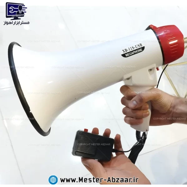 بلندگو دستی شارژی چند کاره با قابلیت ضبط و آژیر بلوتوثی مگافون مدل MEGAPHONE xb-11s-usb اسپیکر - تصویر 2